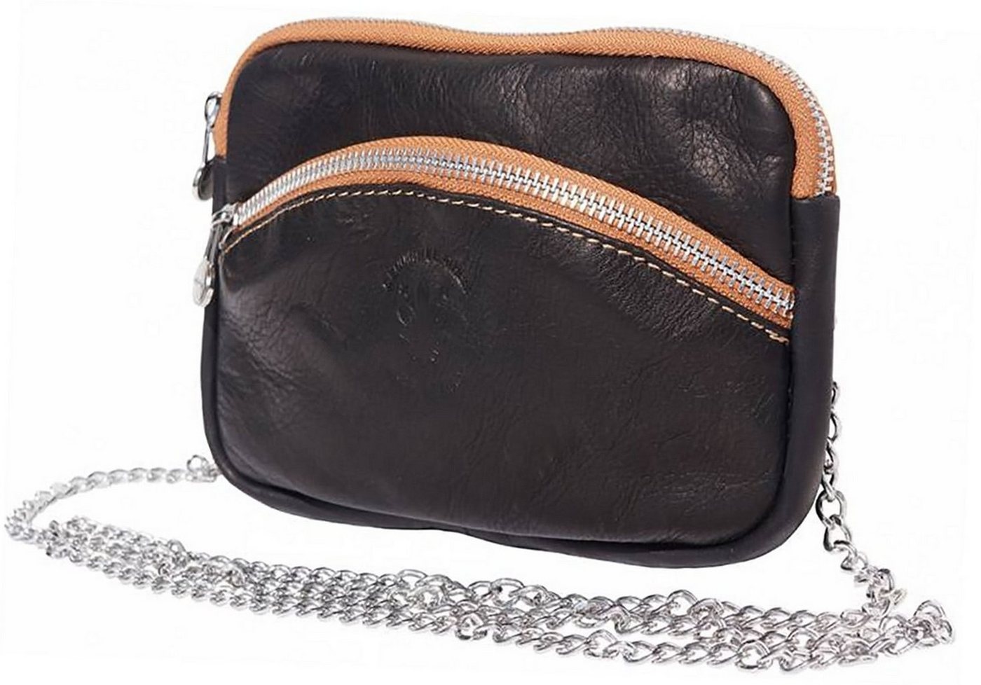 FLORENCE Abendtasche Florence Echtleder Tasche mit Kette (Abendtasche, Abendtasche), Damen, Jugend Tasche Echtleder schwarz, braun von FLORENCE