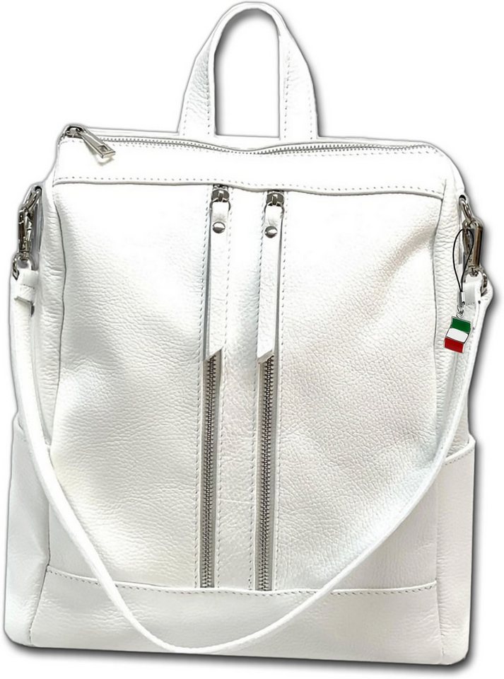 FLORENCE Cityrucksack Cityrucksack weiß Florence Rucksack (Cityrucksack), Damen Rucksack Echtes Leder weiß von FLORENCE