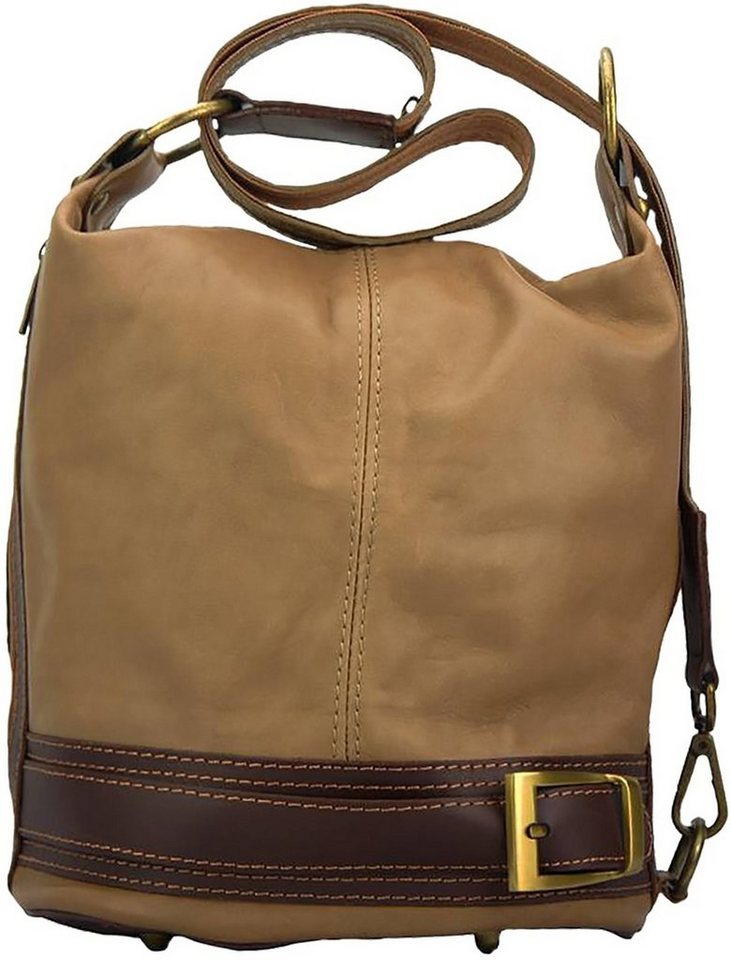 FLORENCE Cityrucksack Florence Echtleder Damen Handtasche (Cityrucksack, Cityrucksack), Damen Tasche Echtleder braun, taupe, Made-In Italy von FLORENCE