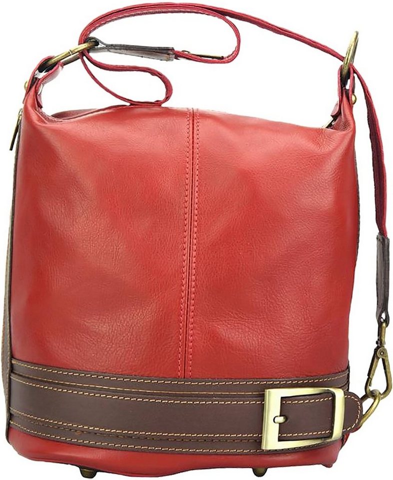 FLORENCE Cityrucksack Florence Echtleder Damen Handtasche (Cityrucksack, Cityrucksack), Damen Tasche Echtleder rot, braun, Made-In Italy von FLORENCE