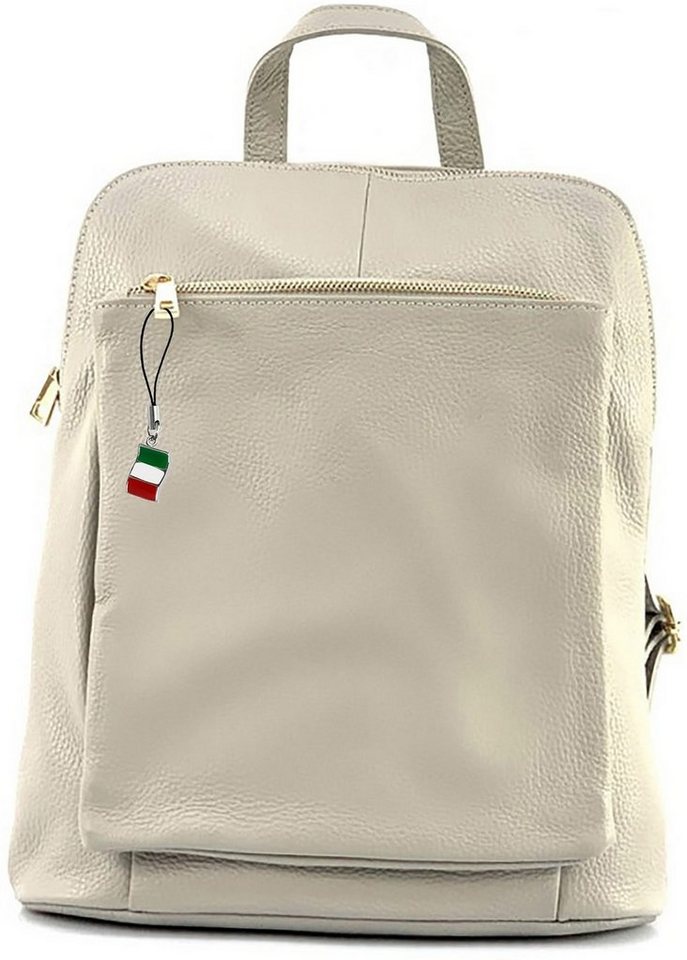 FLORENCE Cityrucksack Florence Damen Rucksack Echtleder (Cityrucksack, Cityrucksack), Damen Tasche Echtleder beige, Made-In Italy von FLORENCE