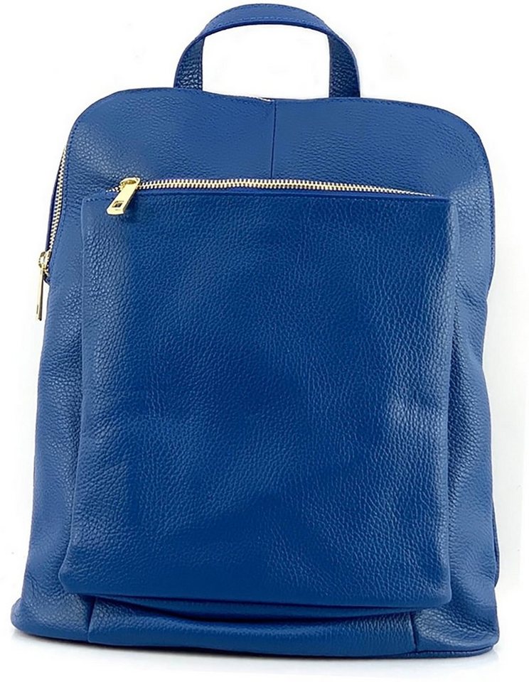 FLORENCE Cityrucksack Florence Damen Rucksack Echtleder (Cityrucksack, Cityrucksack), Damen Tasche Echtleder blau, Made-In Italy von FLORENCE