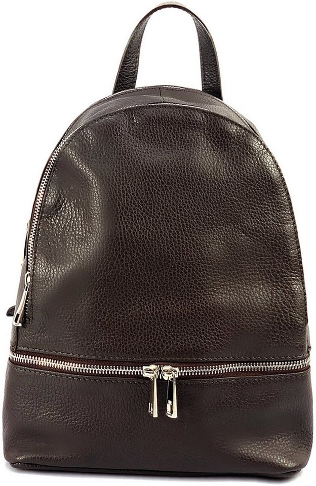 FLORENCE Cityrucksack Florence Damen Rucksack Echtleder (Cityrucksack, Cityrucksack), Damen Tasche Echtleder braun, Made-In Italy von FLORENCE