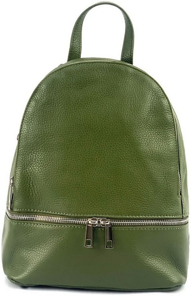 FLORENCE Cityrucksack Florence Damen Rucksack Echtleder (Cityrucksack, Cityrucksack), Damen Tasche Echtleder grün, Made-In Italy von FLORENCE