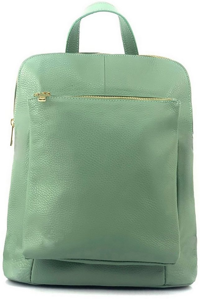 FLORENCE Cityrucksack Florence Damen Rucksack Echtleder (Cityrucksack, Cityrucksack), Damen Tasche Echtleder hellgrün, Made-In Italy von FLORENCE