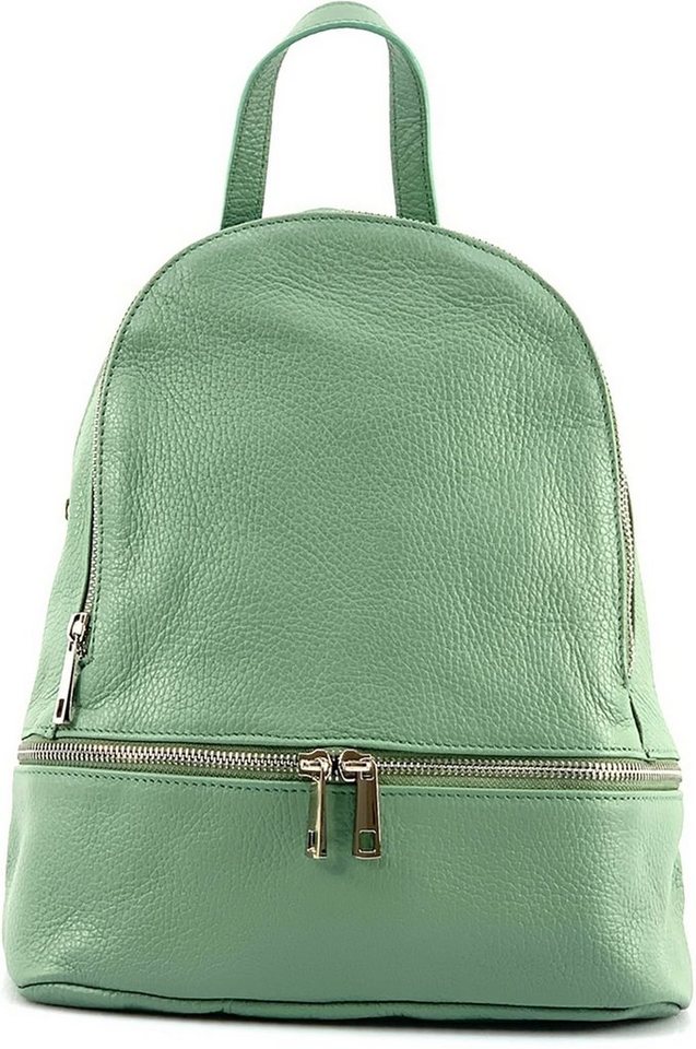 FLORENCE Cityrucksack Florence Damen Rucksack Echtleder (Cityrucksack, Cityrucksack), Damen Tasche Echtleder hellgrün, Made-In Italy von FLORENCE