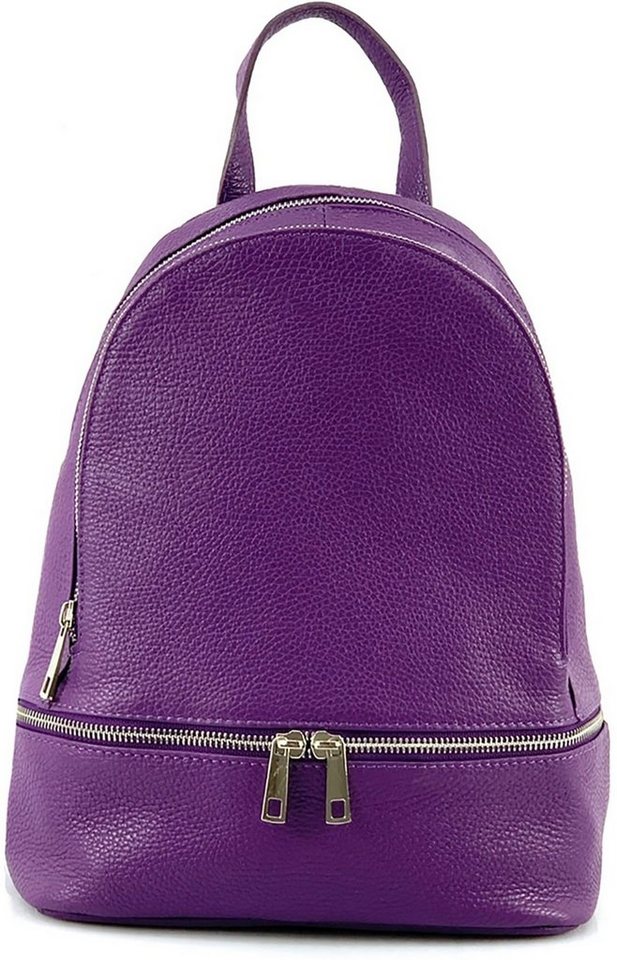 FLORENCE Cityrucksack Florence Damen Rucksack Echtleder (Cityrucksack, Cityrucksack), Damen Tasche Echtleder lila, Made-In Italy von FLORENCE