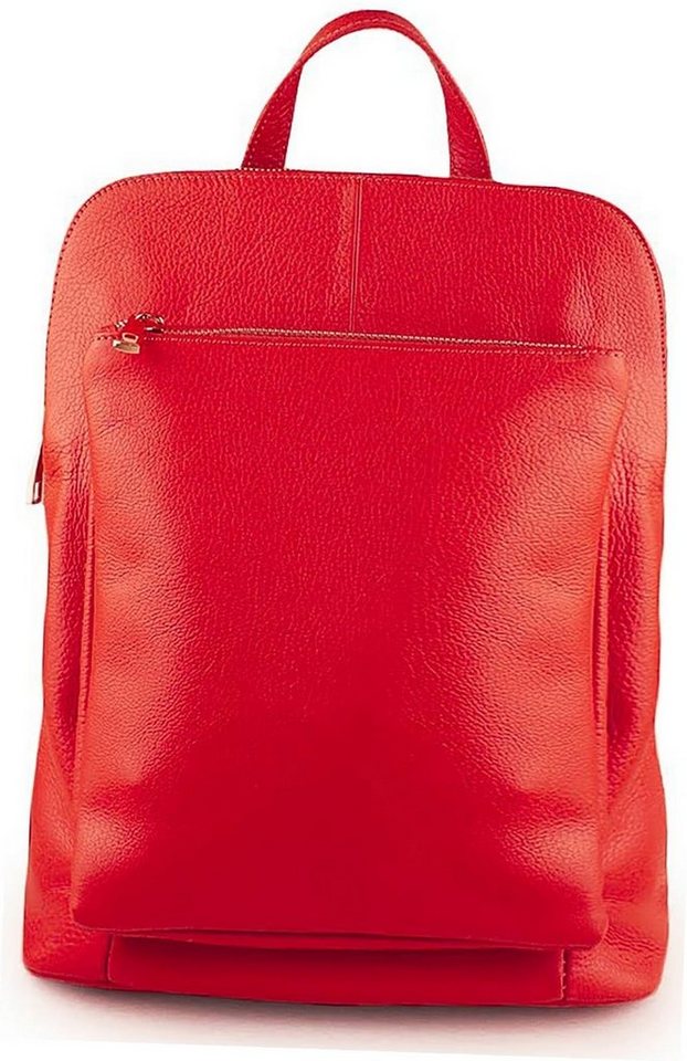 FLORENCE Cityrucksack Florence Damen Rucksack Echtleder (Cityrucksack, Cityrucksack), Damen Tasche Echtleder rot, Made-In Italy von FLORENCE