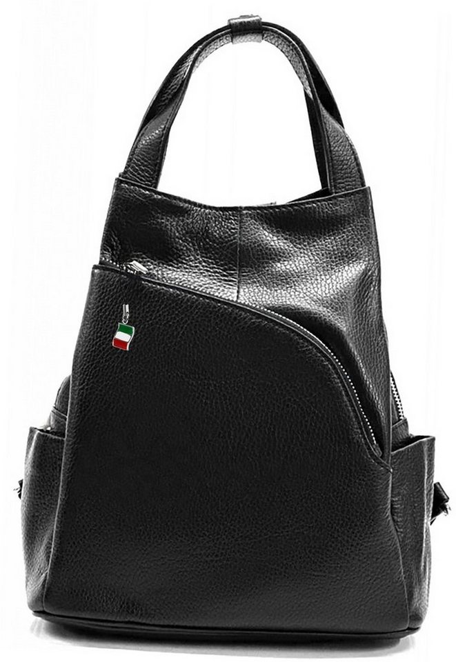 FLORENCE Cityrucksack Florence Damen Rucksack Echtleder (Cityrucksack, Cityrucksack), Damen Tasche Echtleder schwarz, Made-In Italy von FLORENCE