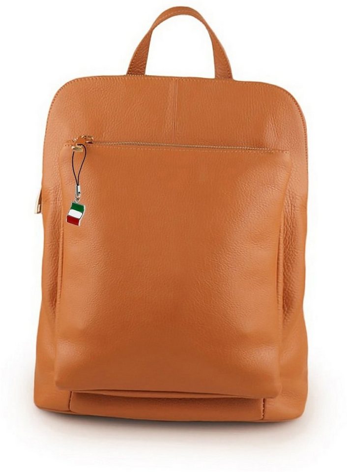 FLORENCE Cityrucksack Florence Damen Rucksack Echtleder (Cityrucksack, Cityrucksack), Damen Tasche Echtleder tan, hellbraun, Made-In Italy von FLORENCE