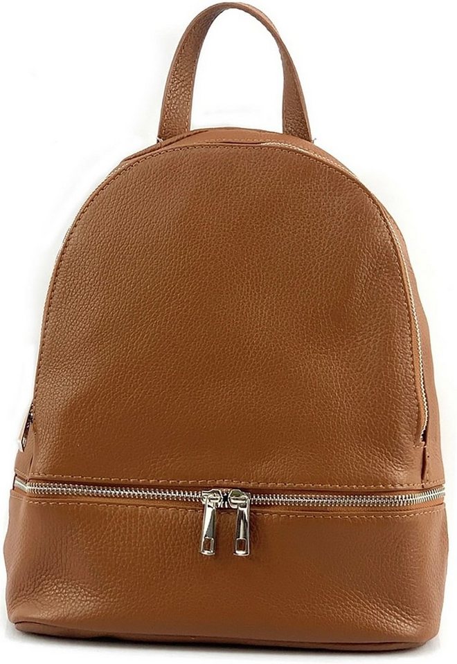 FLORENCE Cityrucksack Florence Damen Rucksack Echtleder (Cityrucksack, Cityrucksack), Damen Tasche Echtleder tan, hellbraun, Made-In Italy von FLORENCE