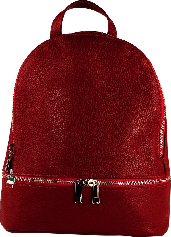 FLORENCE Cityrucksack Florence Rucksack Damen Echtleder (Cityrucksack), Damen Leder Cityrucksack, dunkelrot ca. 32cm x ca. 30cm von FLORENCE