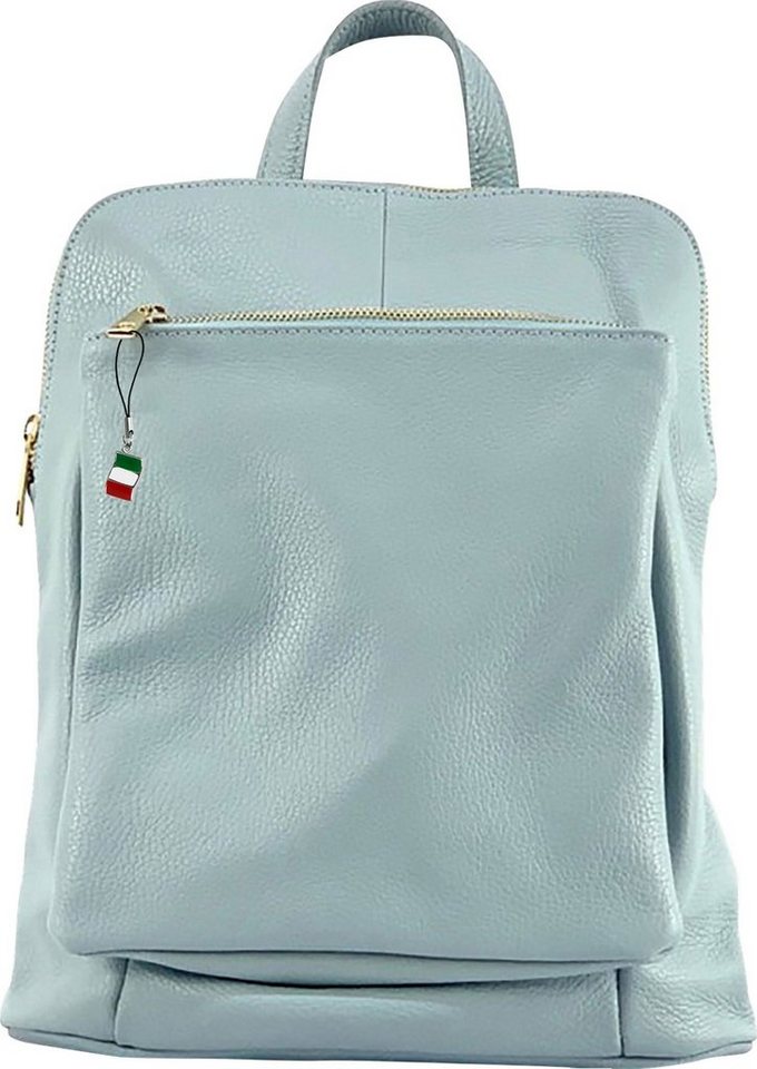 FLORENCE Cityrucksack Florence Rucksack Damen Echtleder (Cityrucksack), Damen Leder Cityrucksack, hellblau ca. 30cm von FLORENCE