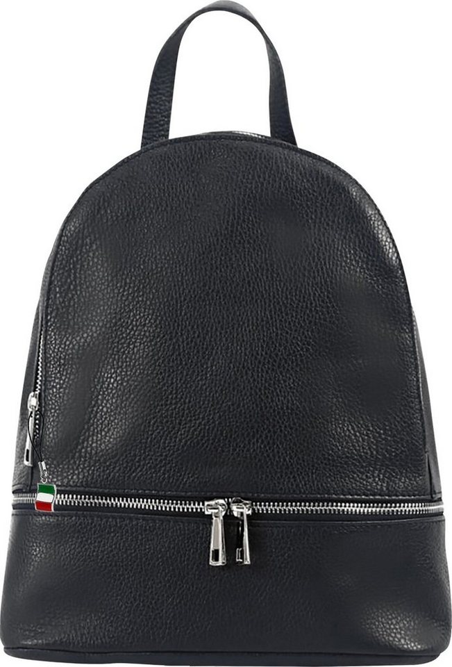 FLORENCE Cityrucksack Florence Rucksack Damen Echtleder (Cityrucksack), Damen Leder Cityrucksack, schwarz ca. 32cm von FLORENCE