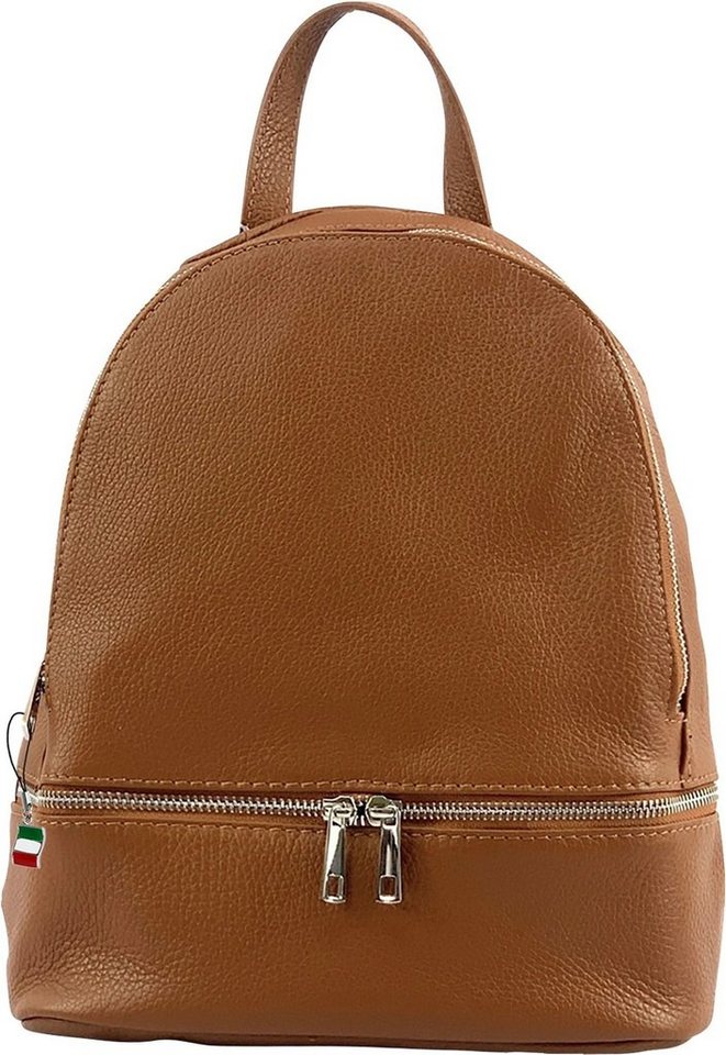 FLORENCE Cityrucksack Florence Rucksack Damen Echtleder (Cityrucksack), Damen Leder Cityrucksack, tan, hellbraun ca. 32cm von FLORENCE