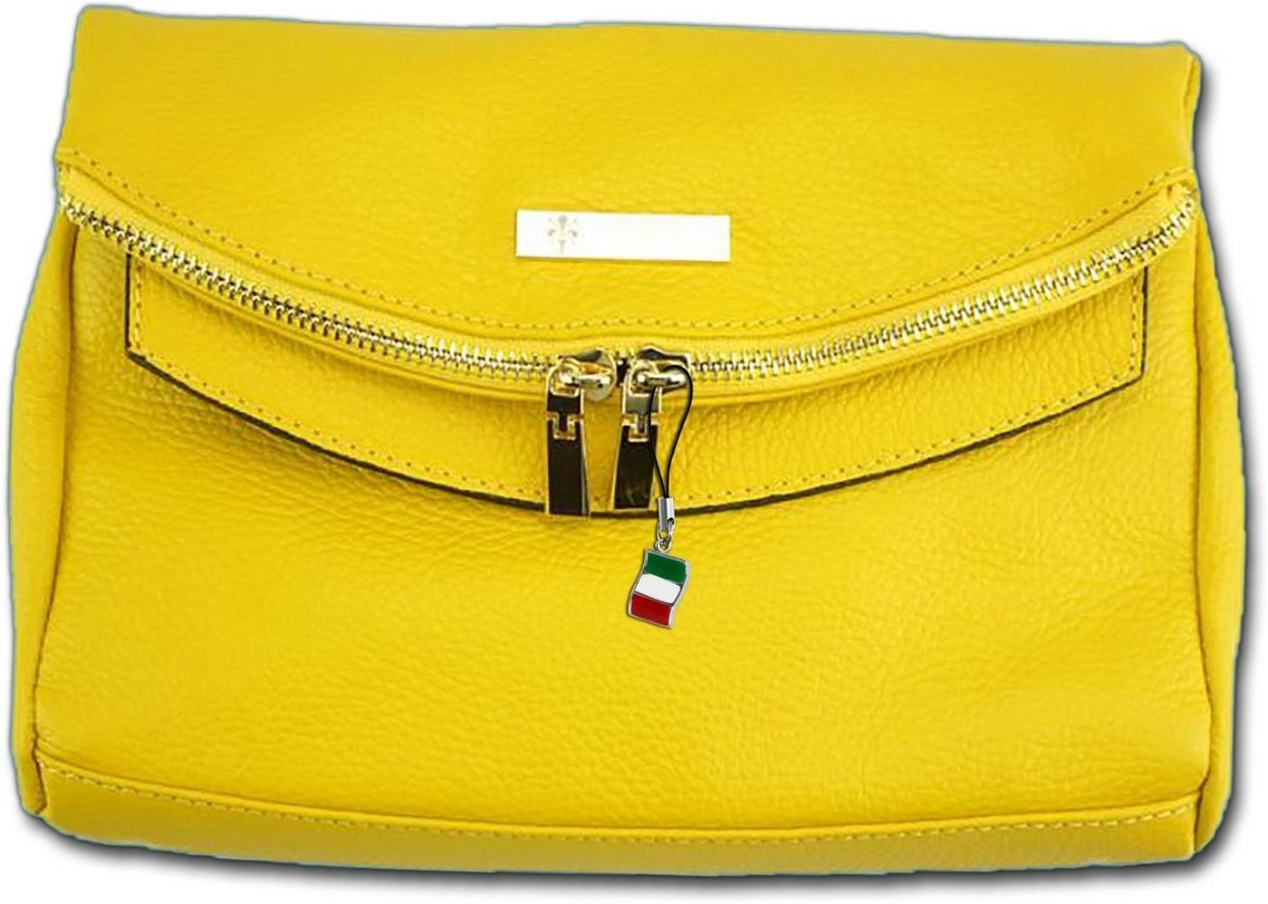 FLORENCE Clutch Florence 2in1 Echtleder Damentasche gelb (Clutch, Clutch), Damen Tasche Echtleder gelb, Made-In Italy von FLORENCE