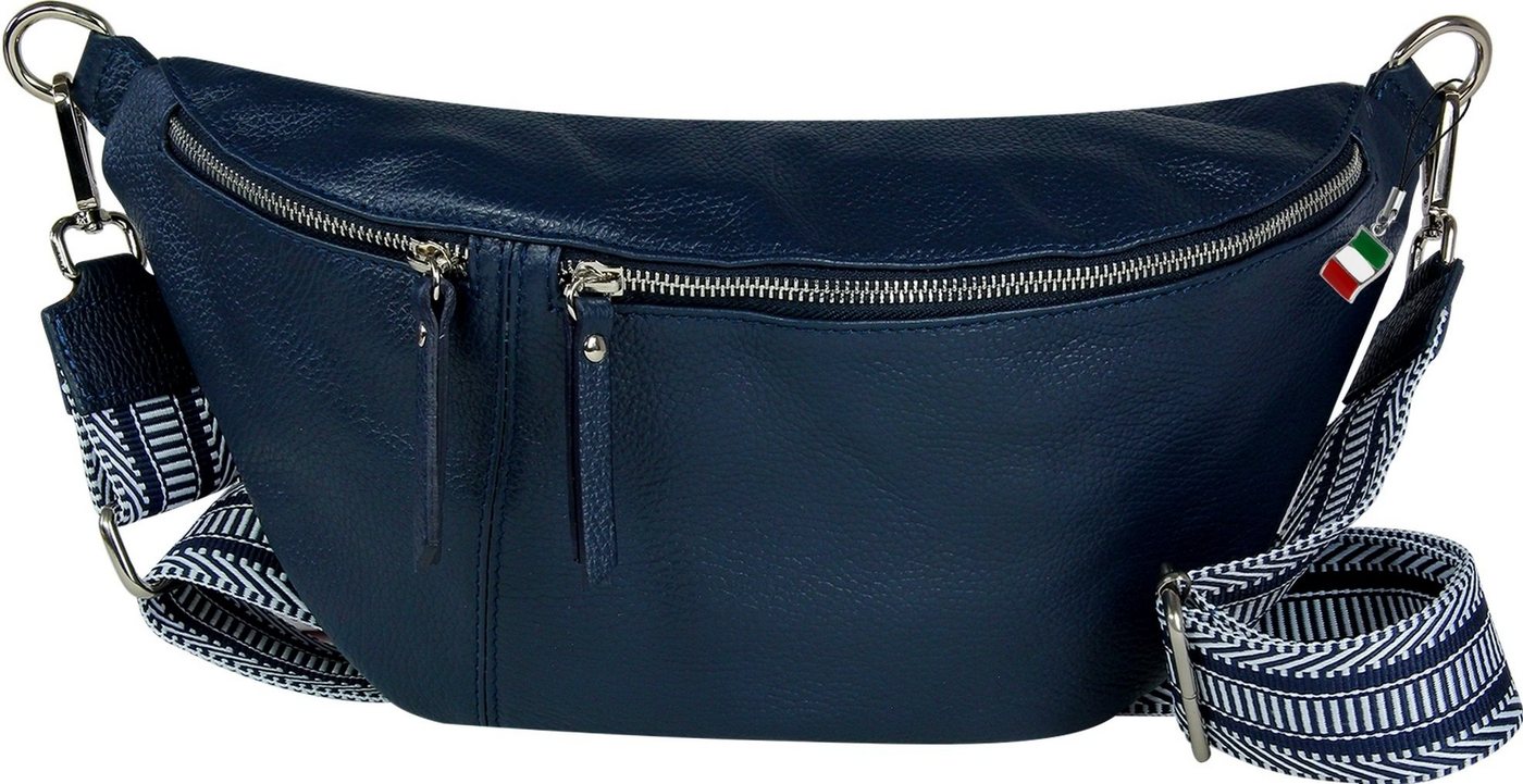 FLORENCE Gürteltasche Florence Echtleder BomBag Damen extra groß (Gürteltasche), Damen Leder Gürteltasche, dunkelblau ca. 37cm x ca. 20cm von FLORENCE