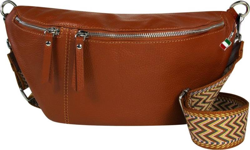 FLORENCE Gürteltasche Florence Echtleder BomBag Damen extra groß (Gürteltasche), Damen Leder Gürteltasche, hellbraun ca. 37cm x ca. 20cm von FLORENCE