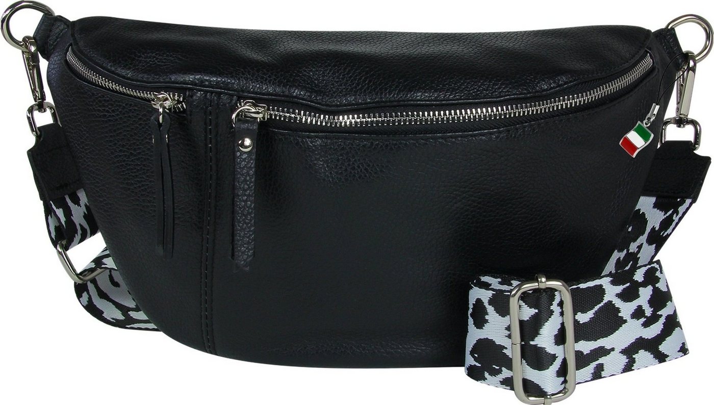 FLORENCE Gürteltasche Florence Echtleder BomBag Damen extra groß (Gürteltasche), Damen Leder Gürteltasche, schwarz ca. 37cm x ca. 20cm von FLORENCE