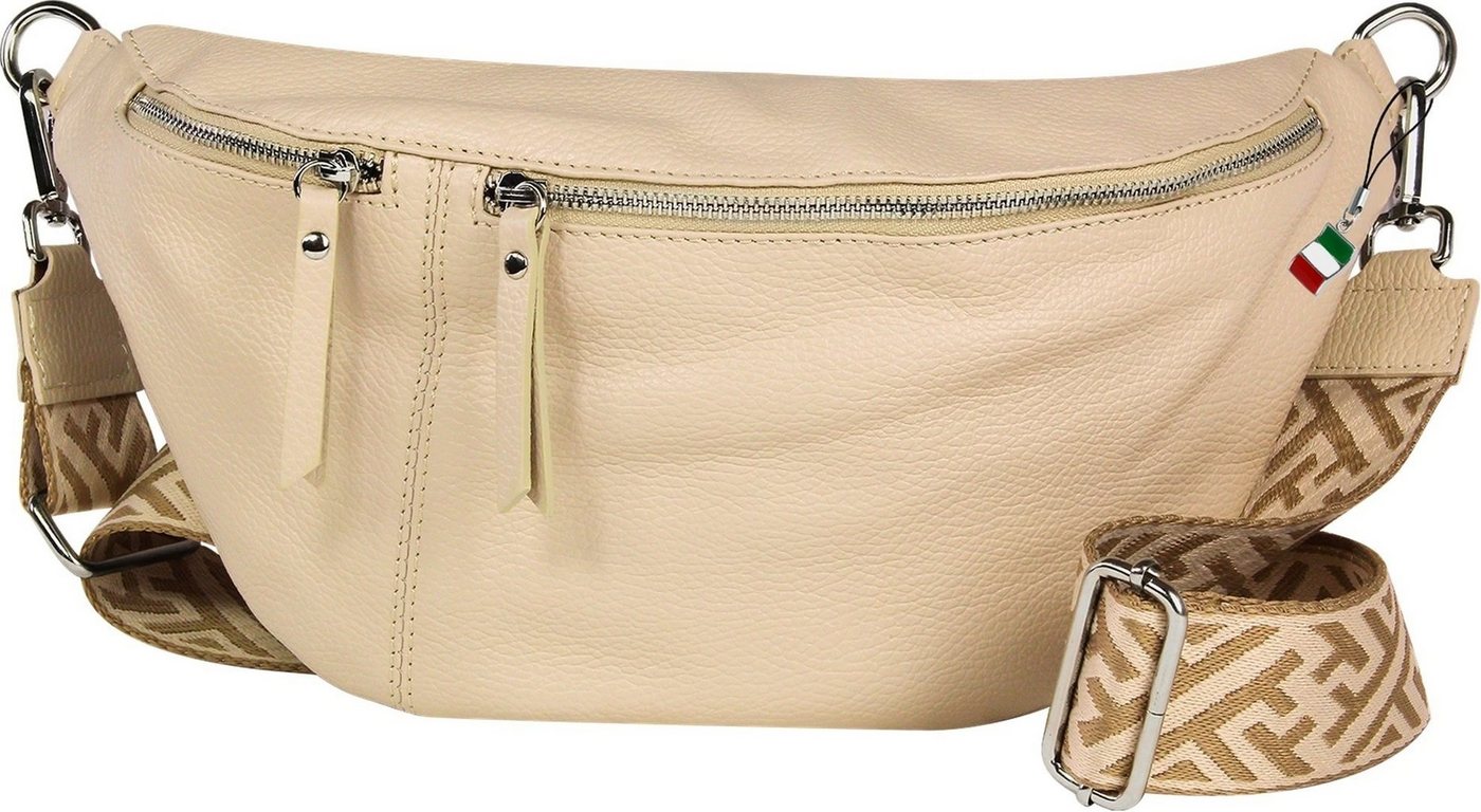 FLORENCE Gürteltasche Florence Echtleder BomBag Damen extra groß (Gürteltasche), Damen Leder Gürteltasche, beige ca. 37cm x ca. 20cm von FLORENCE