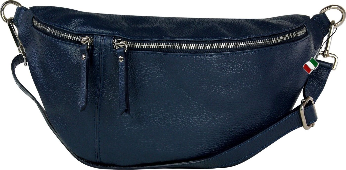 FLORENCE Gürteltasche Florence Echtleder Damen BomBag extra groß (Gürteltasche), Damen Leder Gürteltasche, blau ca. 37cm x ca. 20cm von FLORENCE