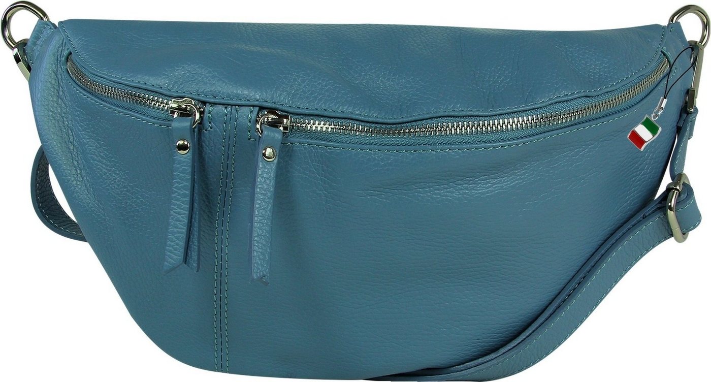 FLORENCE Gürteltasche Florence Echtleder Damen BomBag extra groß (Gürteltasche), Damen Leder Gürteltasche, blau ca. 37cm x ca. 20cm von FLORENCE