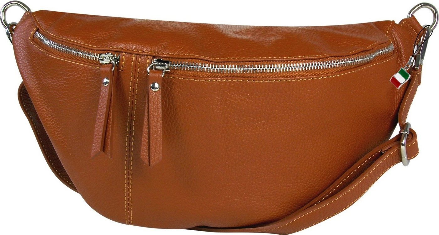 FLORENCE Gürteltasche Florence Echtleder Damen BomBag extra groß (Gürteltasche), Damen Leder Gürteltasche, braun, tan ca. 37cm x ca. 20cm von FLORENCE