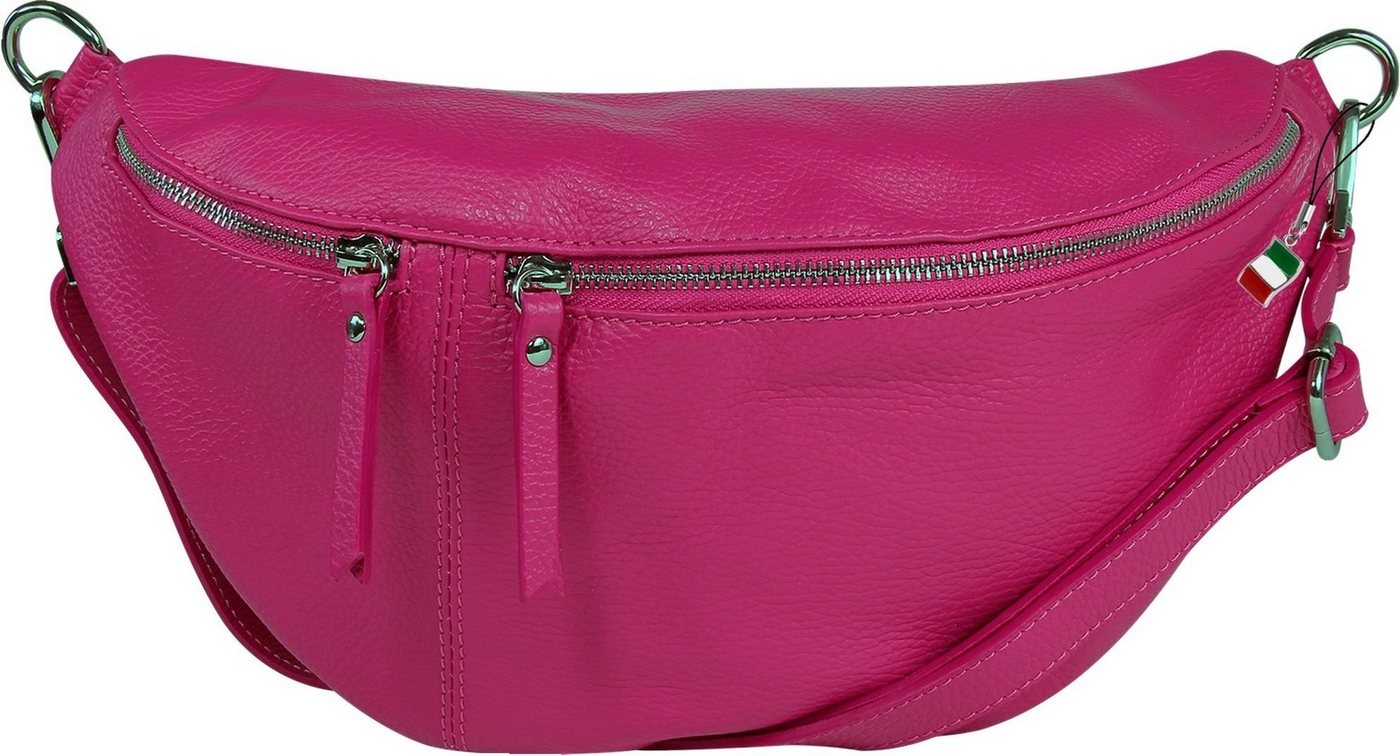 FLORENCE Gürteltasche Florence Echtleder Damen BomBag extra groß (Gürteltasche), Damen Leder Gürteltasche, pink, fuchsia ca. 37cm x ca. 20cm von FLORENCE