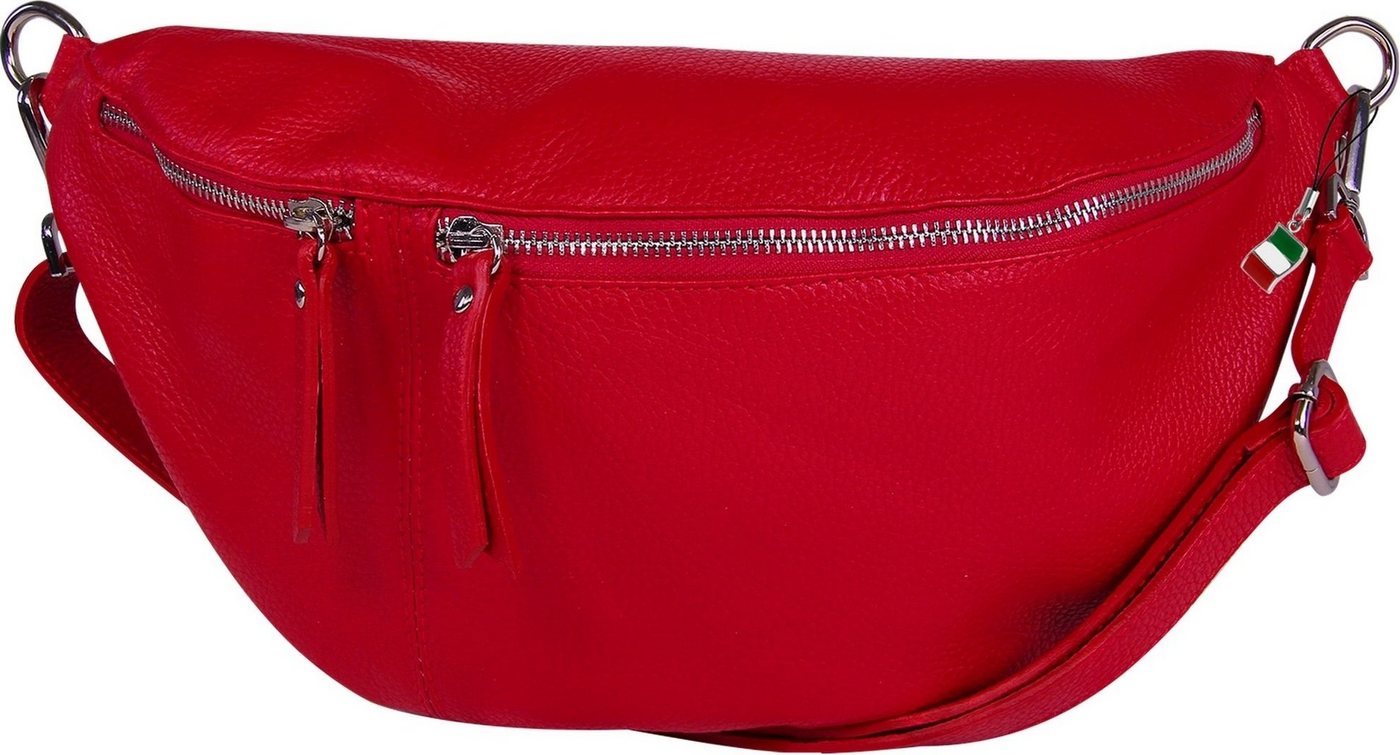 FLORENCE Gürteltasche Florence Echtleder Damen BomBag extra groß (Gürteltasche), Damen Leder Gürteltasche, rot ca. 37cm x ca. 20cm von FLORENCE