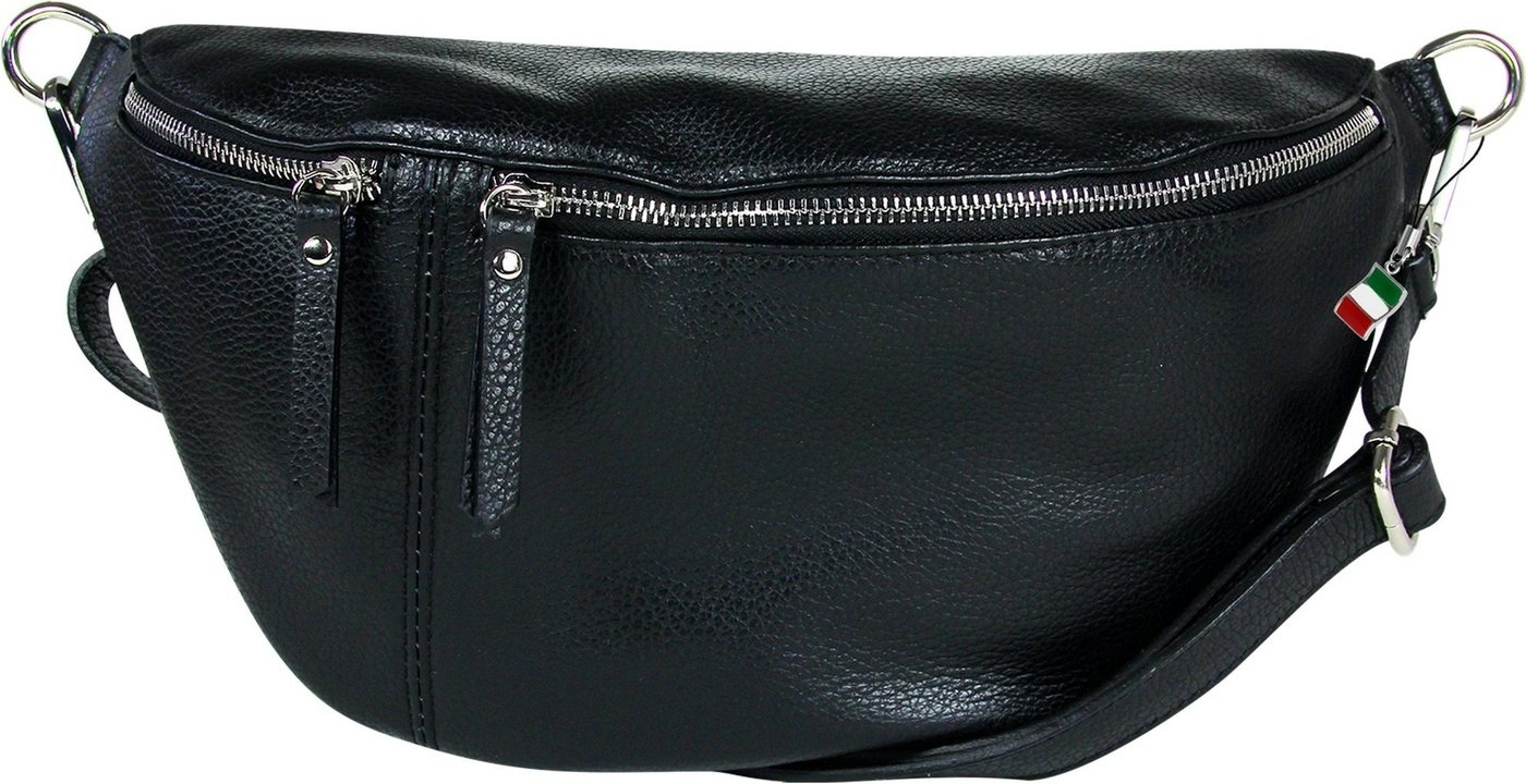 FLORENCE Gürteltasche Florence Echtleder Damen BomBag extra groß (Gürteltasche), Damen Leder Gürteltasche, schwarz ca. 37cm x ca. 20cm von FLORENCE