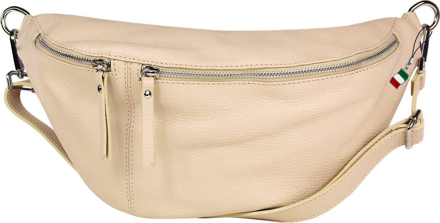 FLORENCE Gürteltasche Florence Echtleder Damen BomBag extra groß (Gürteltasche), Damen Leder Gürteltasche, beige ca. 37cm x ca. 20cm von FLORENCE