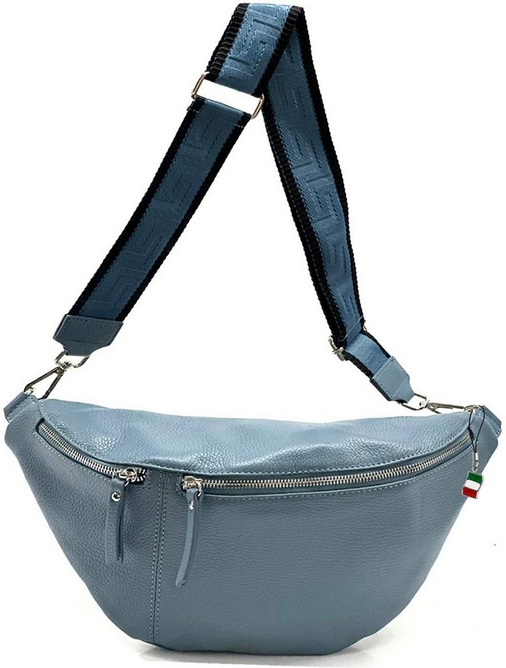 FLORENCE Gürteltasche Florence Echtleder Gürteltasche Damen (Gürteltasche, Gürteltasche), Damen Bombag Leder, blau, Größe ca. 37cm von FLORENCE