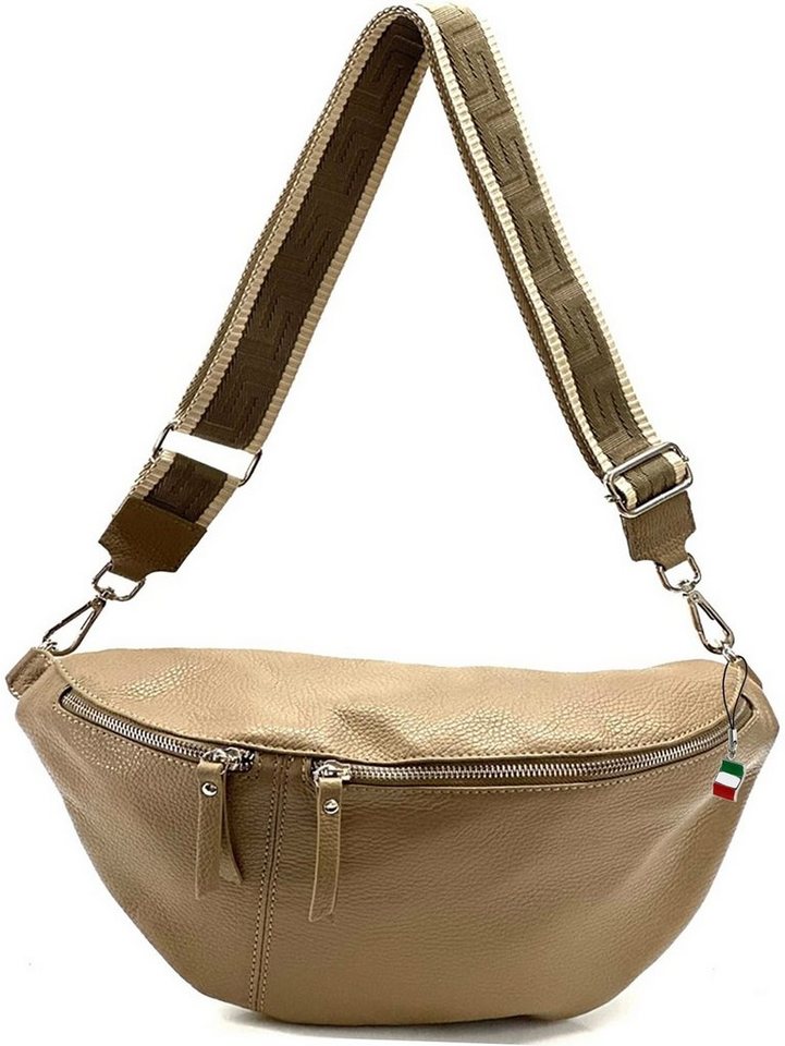 FLORENCE Gürteltasche Florence Echtleder Gürteltasche Damen (Gürteltasche, Gürteltasche), Damen Bombag Leder, taupe, beige, Größe ca. 37cm von FLORENCE