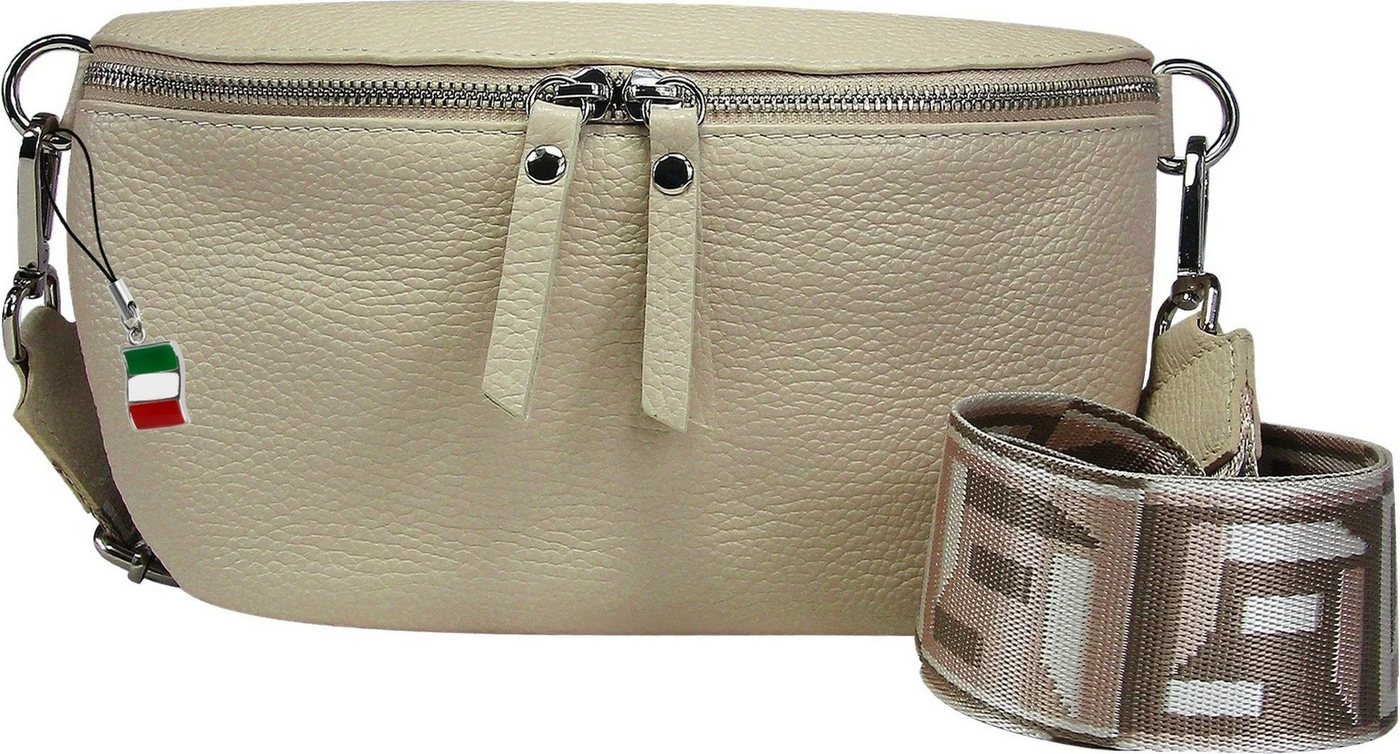 FLORENCE Gürteltasche Florence Echtleder Gürteltasche Damen (Gürteltasche), Damen Leder Gürteltasche, beige, mehrfarbig ca. 25cm von FLORENCE