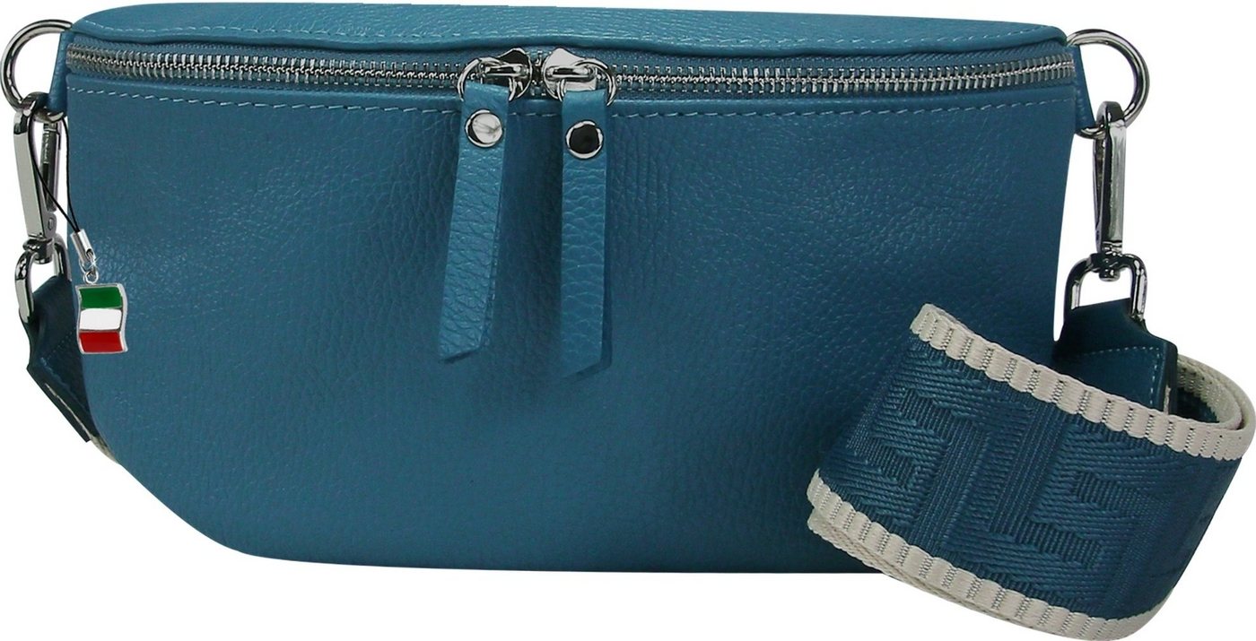 FLORENCE Gürteltasche Florence Echtleder Gürteltasche Damen (Gürteltasche), Damen Leder Gürteltasche, blau, mehrfarbig ca. 25cm von FLORENCE