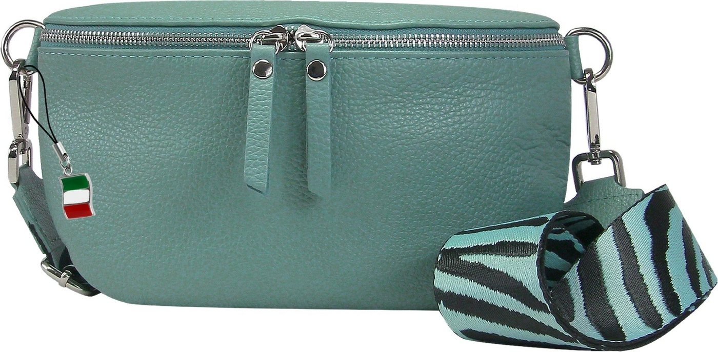 FLORENCE Gürteltasche Florence Echtleder Gürteltasche Damen (Gürteltasche), Damen Leder Gürteltasche, blau, mehrfarbig ca. 25cm von FLORENCE