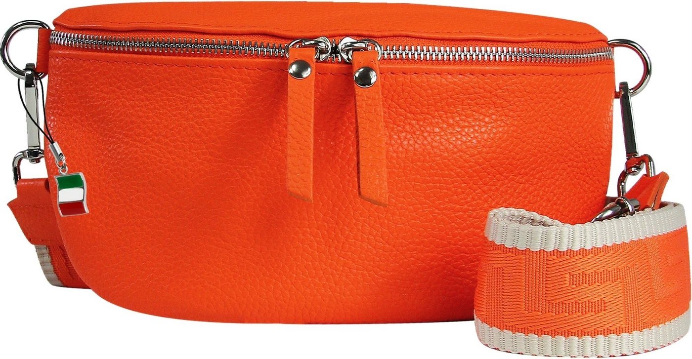 FLORENCE Gürteltasche Florence Echtleder Gürteltasche Damen (Gürteltasche), Damen Leder Gürteltasche, orange, mehrfarbig ca. 25cm von FLORENCE