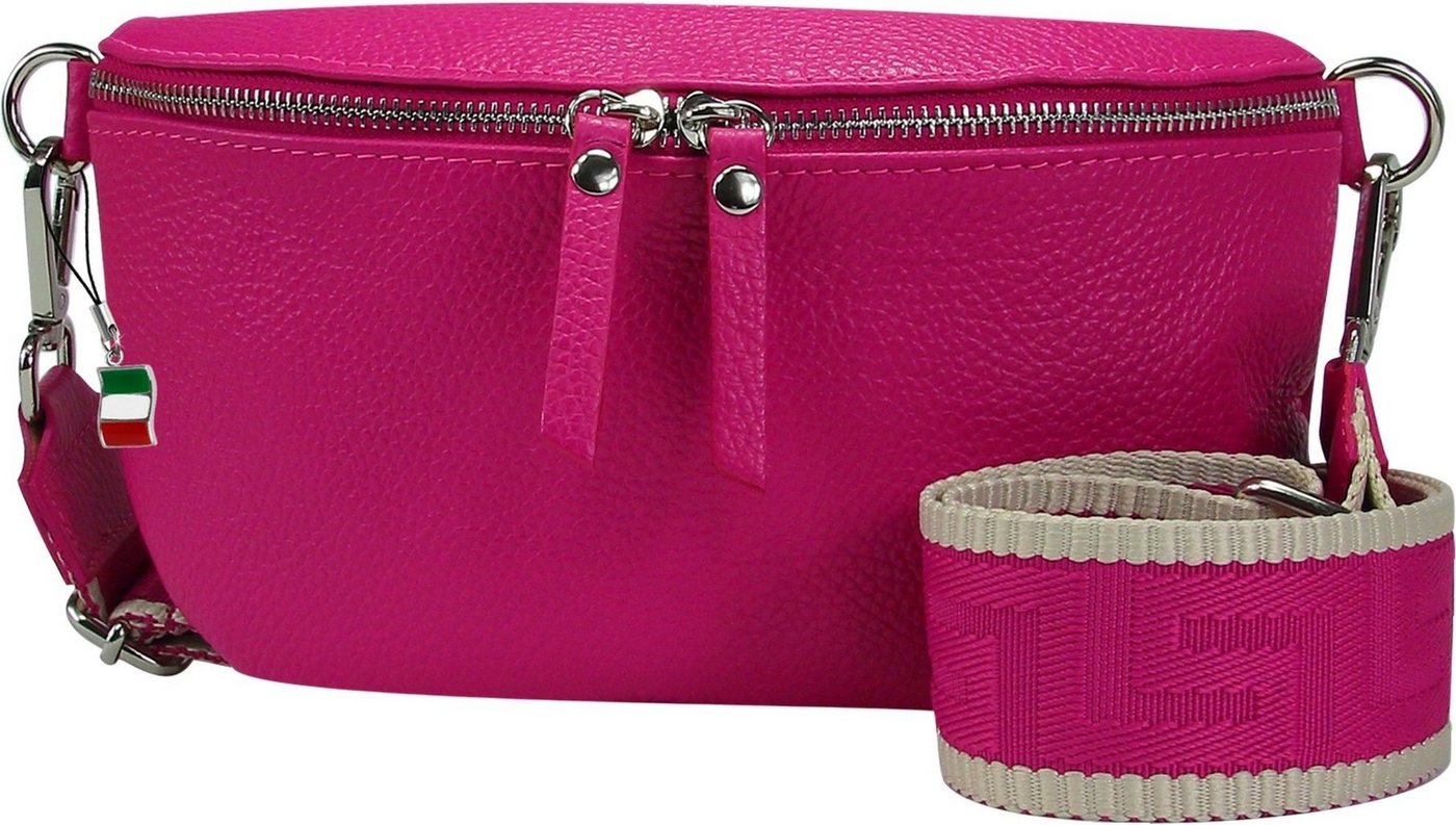 FLORENCE Gürteltasche Florence Echtleder Gürteltasche Damen (Gürteltasche), Damen Leder Gürteltasche, pink, mehrfarbig ca. 25cm von FLORENCE