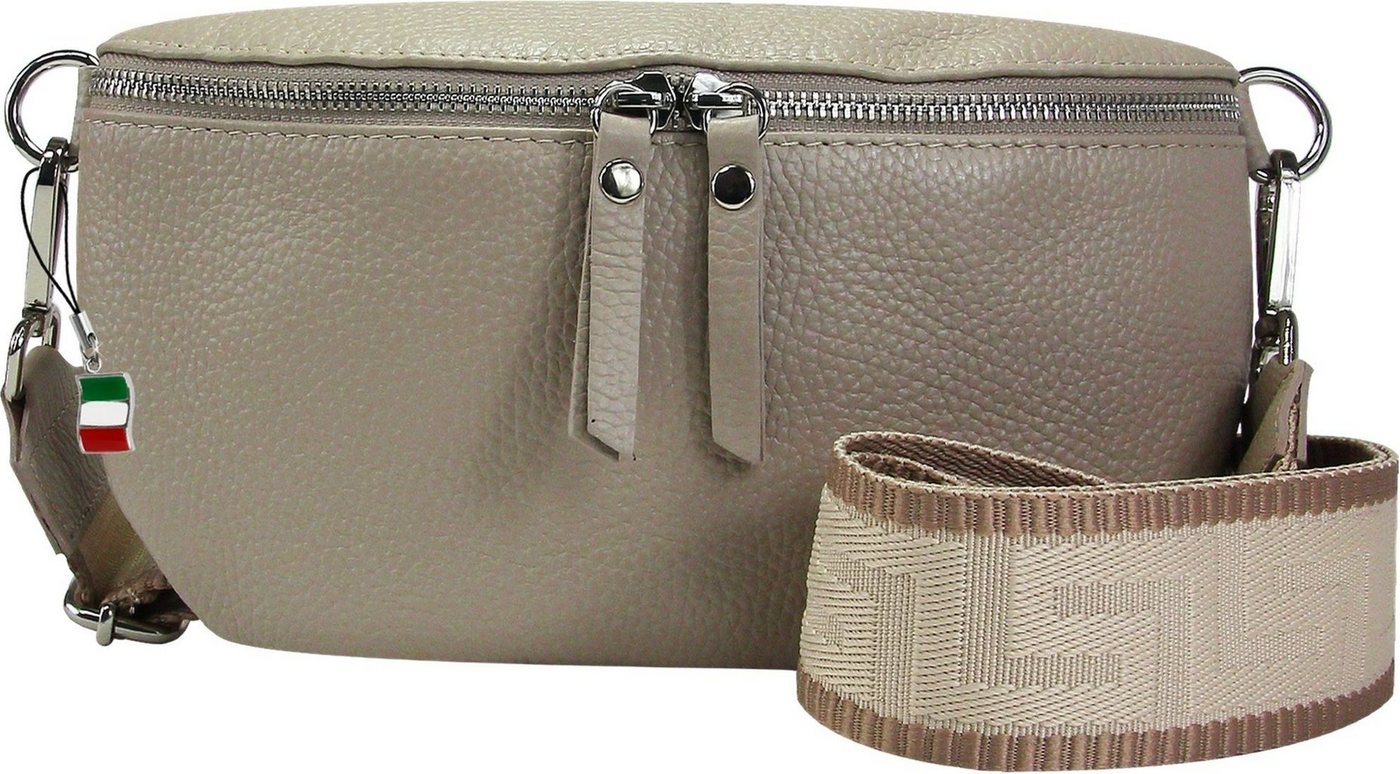 FLORENCE Gürteltasche Florence Echtleder Gürteltasche Damen (Gürteltasche), Damen Leder Gürteltasche, taupe, beige, mehrfarbig ca. 25cm von FLORENCE