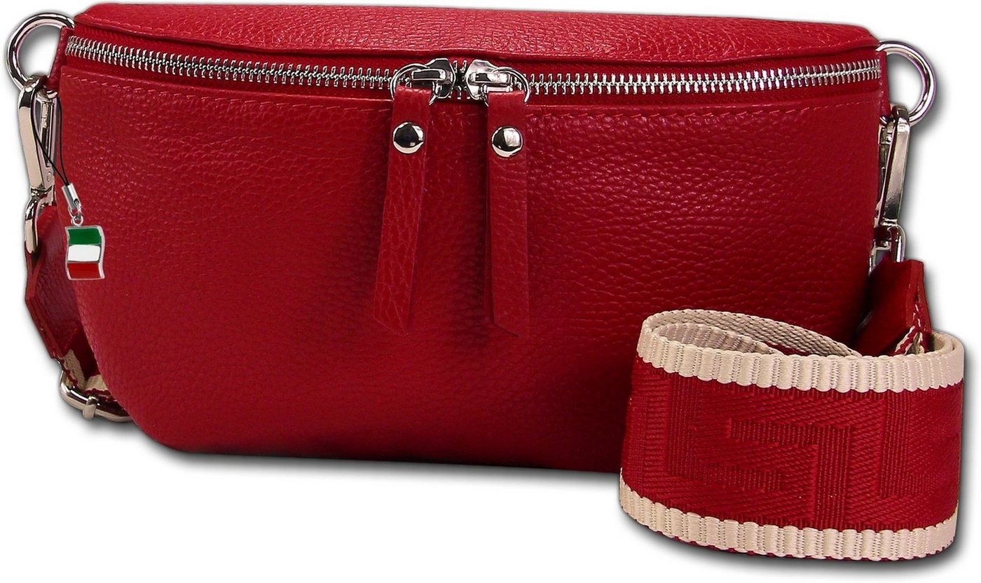 FLORENCE Gürteltasche Florence Echtleder Gürteltasche Damen (Gürteltasche, Gürteltasche), Damen Tasche Echtleder rot, mehrfarbig, Made-In Italy von FLORENCE