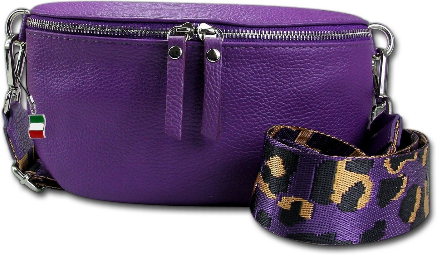 FLORENCE Gürteltasche Florence Echtleder Gürteltasche Damen (Gürteltasche, Gürteltasche), Damen Tasche Echtleder violett, mehrfarbig, Made-In Italy von FLORENCE