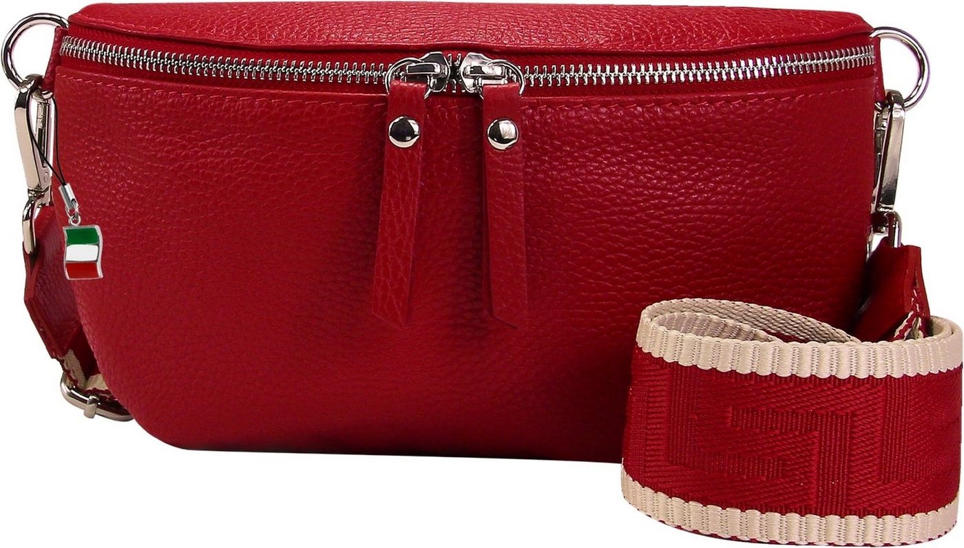 FLORENCE Gürteltasche Florence Echtleder Gürteltasche Damen rot (Gürteltasche), Damen Leder Gürteltasche, rot, mehrfarbig ca. 25cm von FLORENCE