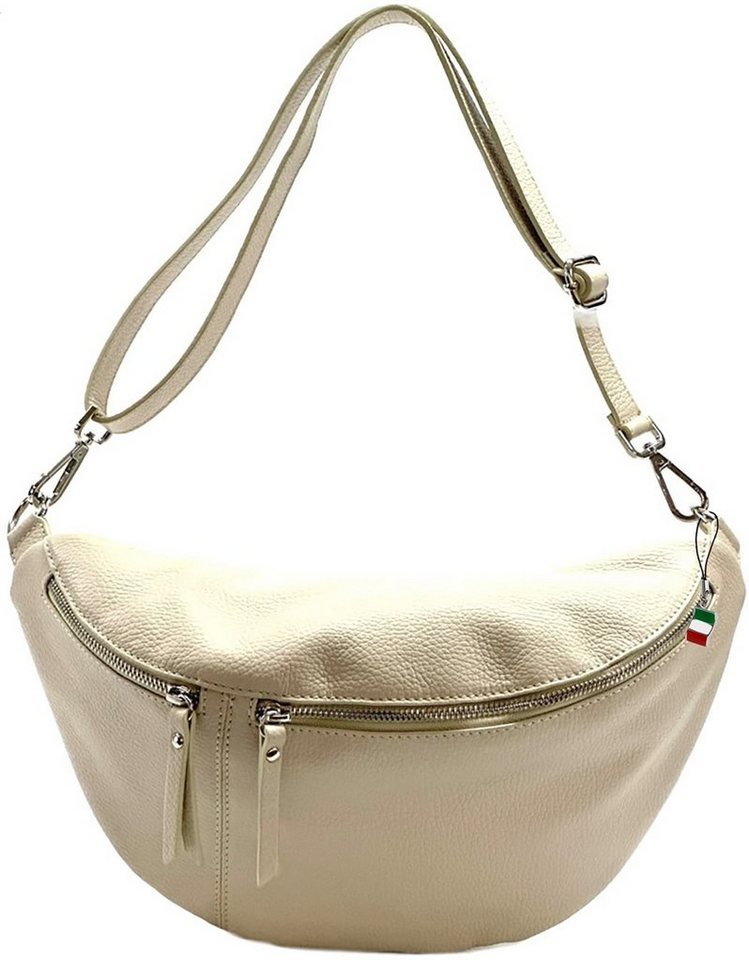 FLORENCE Gürteltasche Florence Echtleder Gürteltasche extragroß 2 Gurte (Gürteltasche, Gürteltasche), Damen Bombag Leder, beige, Größe ca. 37cm von FLORENCE