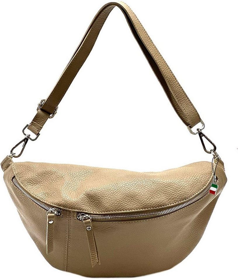 FLORENCE Gürteltasche Florence Echtleder Gürteltasche extragroß 2 Gurte (Gürteltasche, Gürteltasche), Damen Bombag Leder, beige, taupe, Größe ca. 37cm von FLORENCE