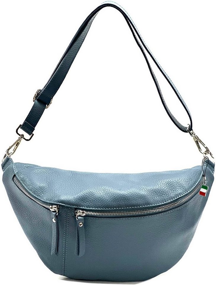 FLORENCE Gürteltasche Florence Echtleder Gürteltasche extragroß 2 Gurte (Gürteltasche, Gürteltasche), Damen Bombag Leder, blau, Größe ca. 37cm von FLORENCE