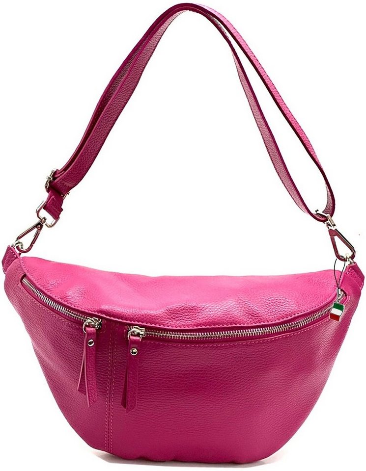 FLORENCE Gürteltasche Florence Echtleder Gürteltasche extragroß 2 Gurte (Gürteltasche, Gürteltasche), Damen Bombag Leder, pink, fuchsia, Größe ca. 37cm von FLORENCE