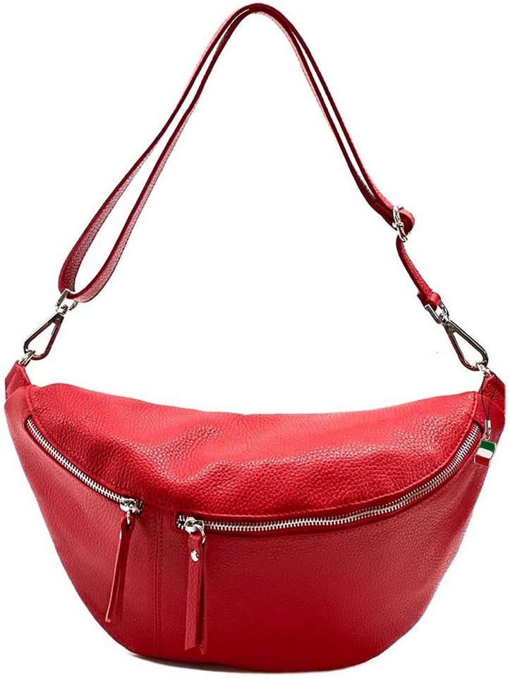 FLORENCE Gürteltasche Florence Echtleder Gürteltasche extragroß 2 Gurte (Gürteltasche, Gürteltasche), Damen Bombag Leder, rot, Größe ca. 37cm von FLORENCE