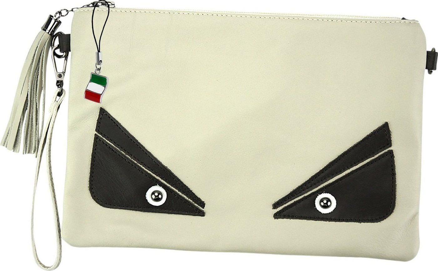 FLORENCE Handgelenktasche D2OTF805X Florence Damen Umhängetasche Echtleder (Handgelenktasche, Handgelenktasche), Jugend, Damen Tasche Echtleder beige, weiß, schwarz, Made-In Italy von FLORENCE