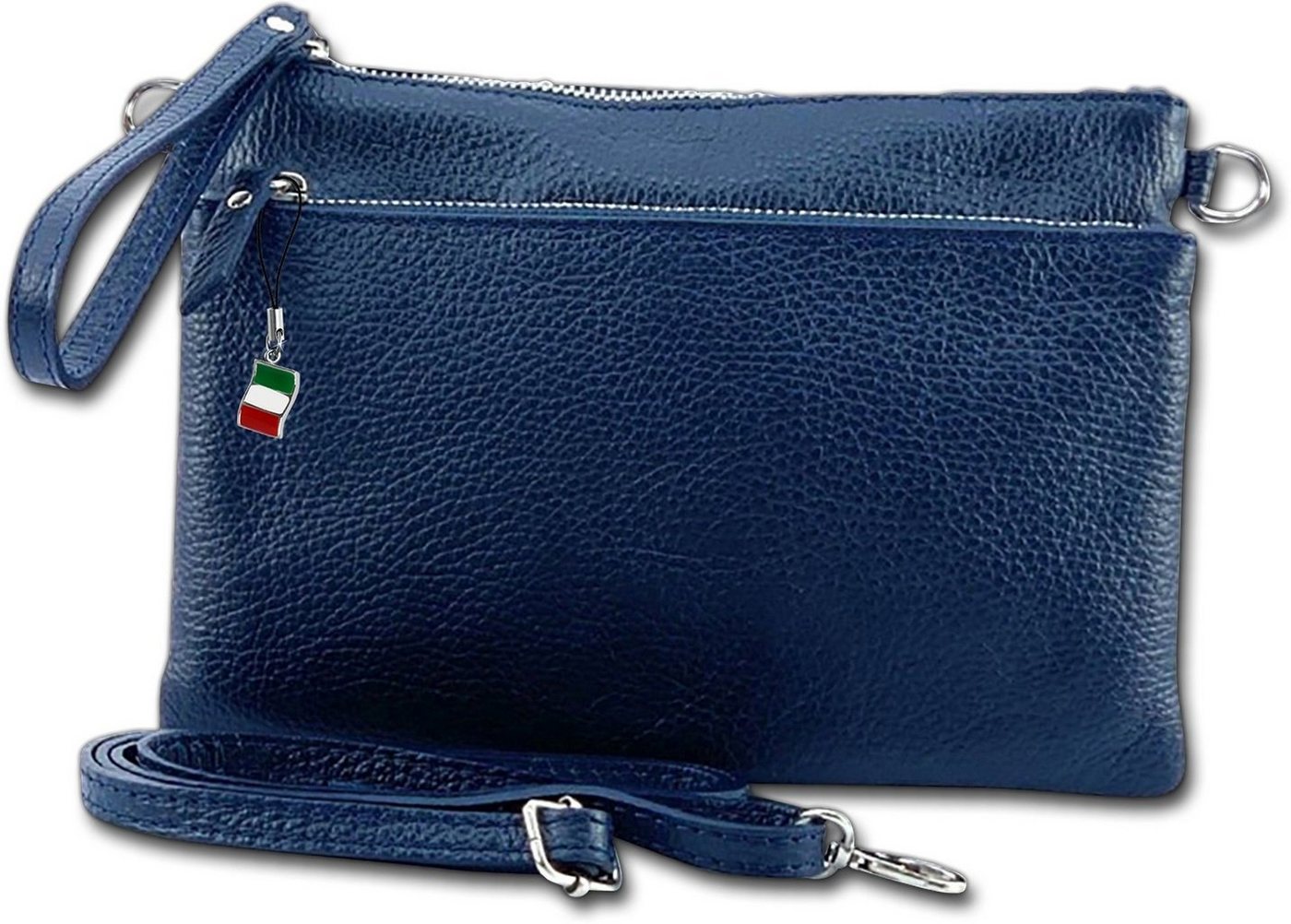 FLORENCE Handgelenktasche Florence Umhängetasche Damen (Handgelenktasche, Handgelenktasche), Damen, Jugend Tasche Echtleder blau, Made-In Italy von FLORENCE