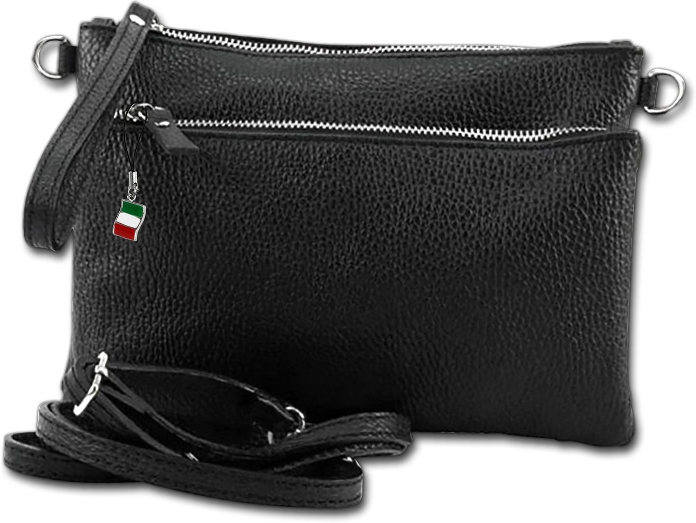 FLORENCE Handgelenktasche Florence Umhängetasche Damen (Handgelenktasche, Handgelenktasche), Damen, Jugend Tasche Echtleder schwarz, Made-In Italy von FLORENCE